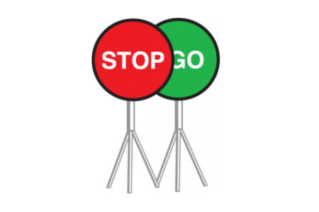 DOUBLE SIDED ALUMINIUM SIGNBOARD STOP GO